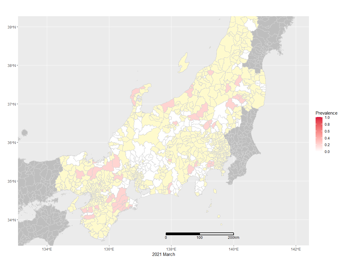 CSF浸潤状況地図（月毎集計/2021年3・4月） - 酪農学園大学獣医疫学